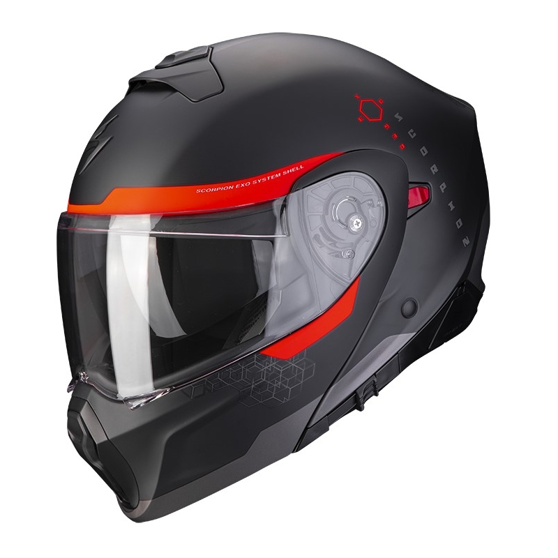 Cască de motocicletă Scorpion EXO-930 SHOT negru mat-roșu mat