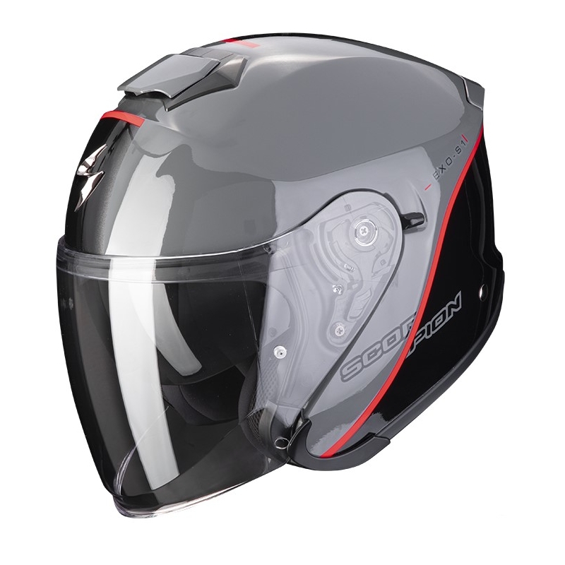 Cască deschisă Scorpion EXO-S1 ESSENCE ciment gri-negru-roșu