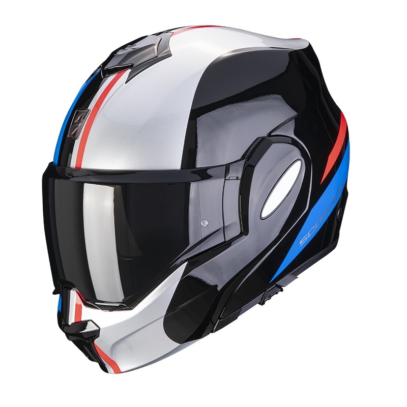 Cască de motocicletă rabatabilă Scorpion EXO-TECH FORZA negru-argintiu-roșu