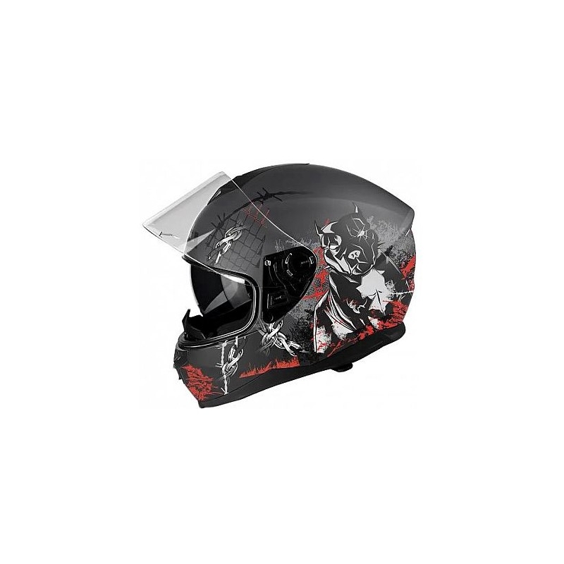 Cască integrală pentru motociclete Lazer FH3 Pitbull 3 negru-roșu-alb