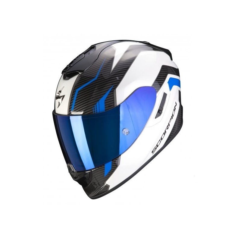 Cască integrală pentru motociclete Scorpion EXO-1400 Air Fortuna alb-albastru
