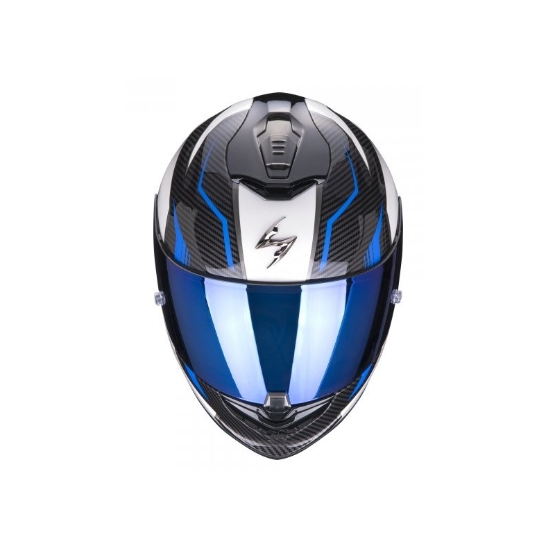 Cască integrală pentru motociclete Scorpion EXO-1400 Air Fortuna alb-albastru