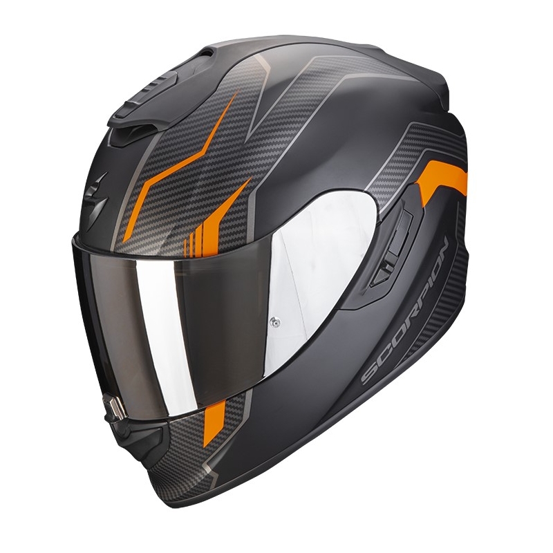 Cască integrală pentru motociclete Scorpion EXO-1400 Air Fortuna negru-portocaliu mat