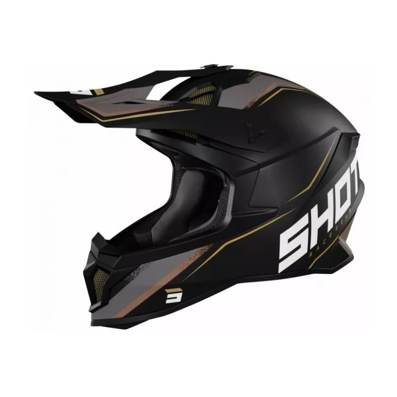 Cască de motocros Shot Lite Prism negru-auriu lichidare