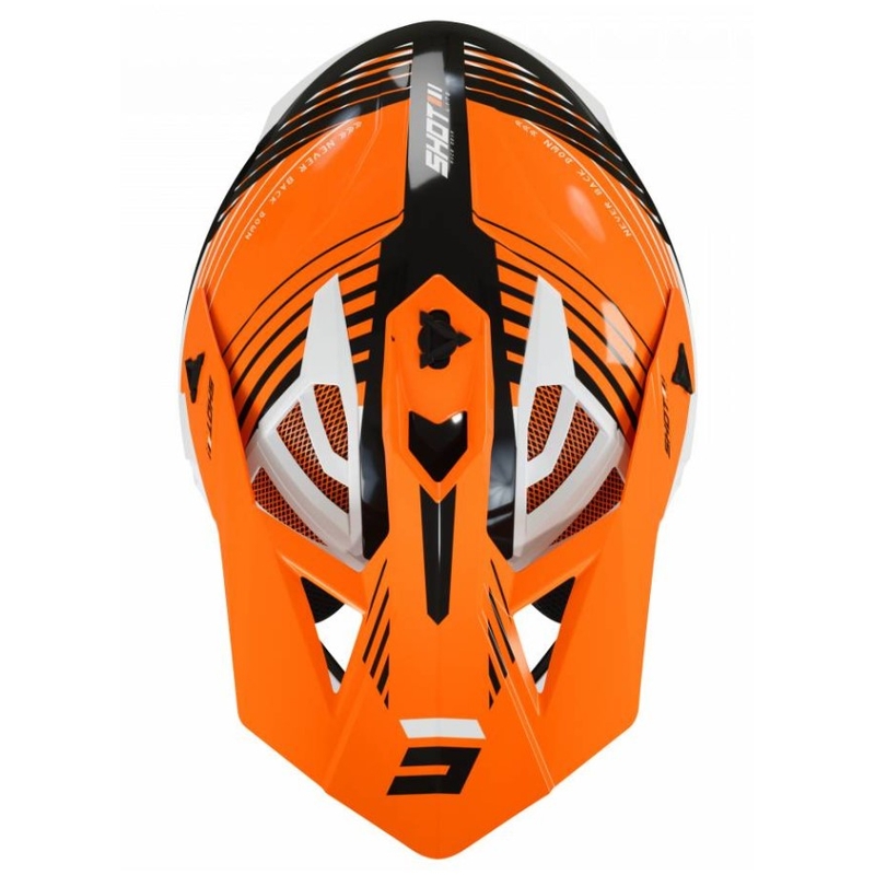 Cască de motocros Shot Lite Fury negru-alb-portocaliu lichidare