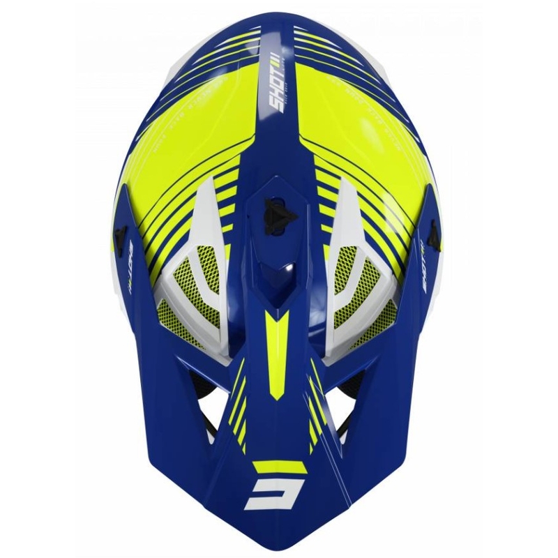 Cască de motocros Shot Lite Fury alb-albastru-galben-fluo lichidare