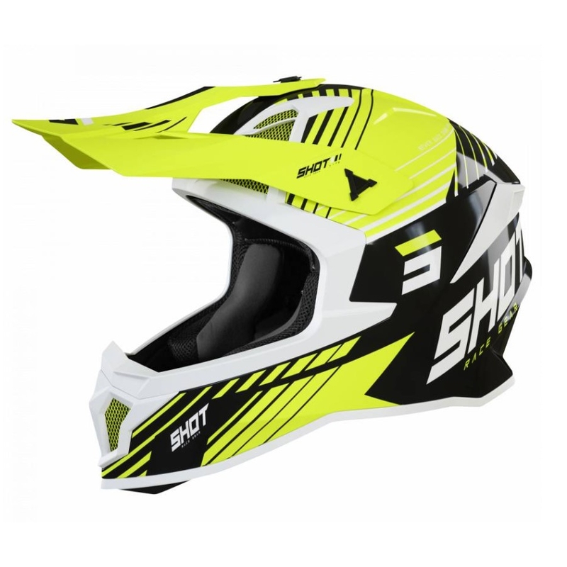 Motocross casca Shot Lite Fury negru-alb-alb-fluo galben výprodej lichidare