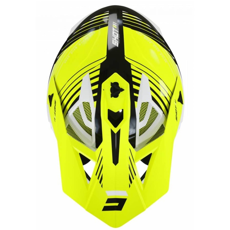 Motocross casca Shot Lite Fury negru-alb-alb-fluo galben výprodej lichidare