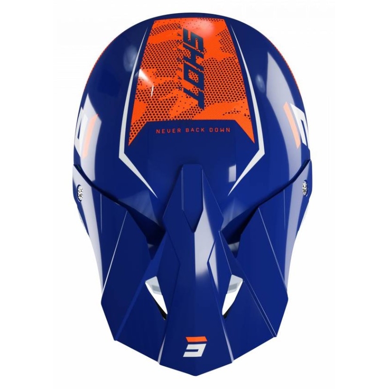 Motocross casca Shot Furious Camo albastru-alb-alb-portocaliu lichidare
