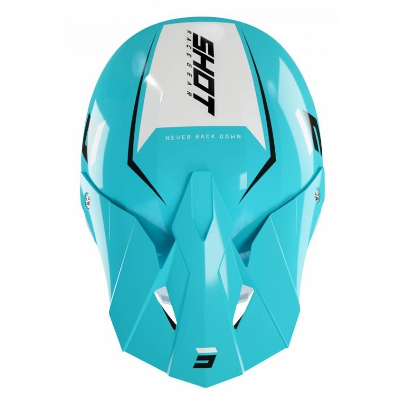 Motocross casca Shot Furious Chase negru-alb-turcoaz lichidare