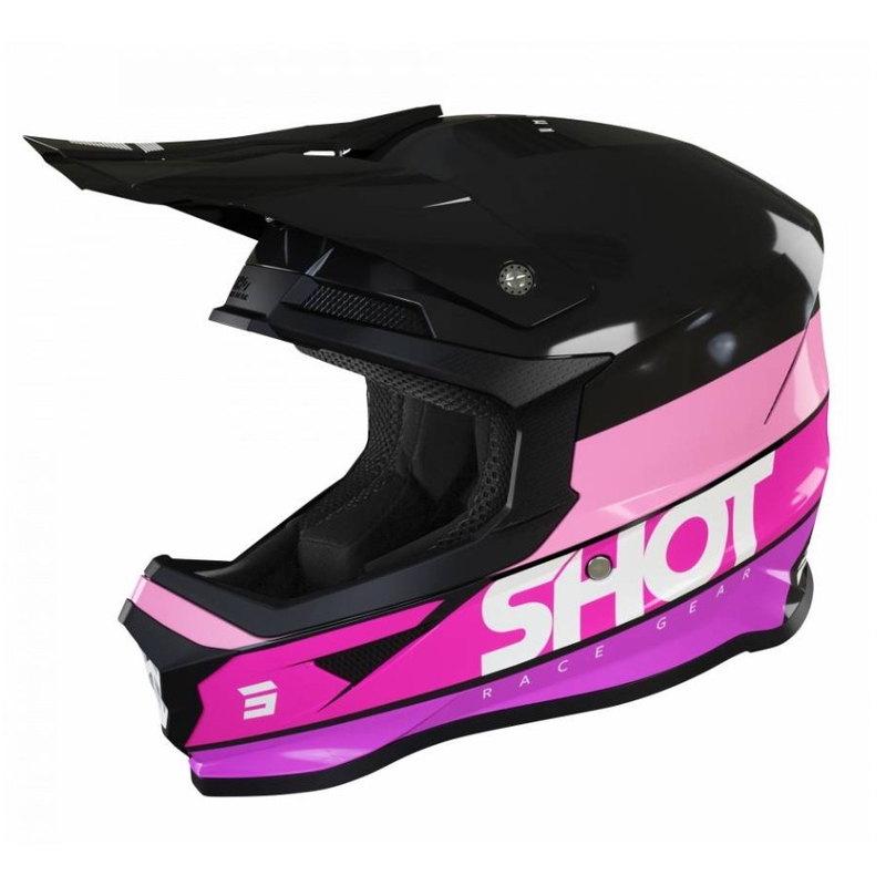 Motocross casca Shot Furious Story negru și roz lichidare