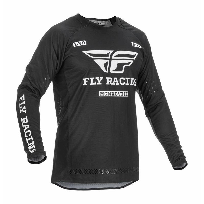 Tricou de motocros FLY Racing Evolution DST 2022 negru și alb