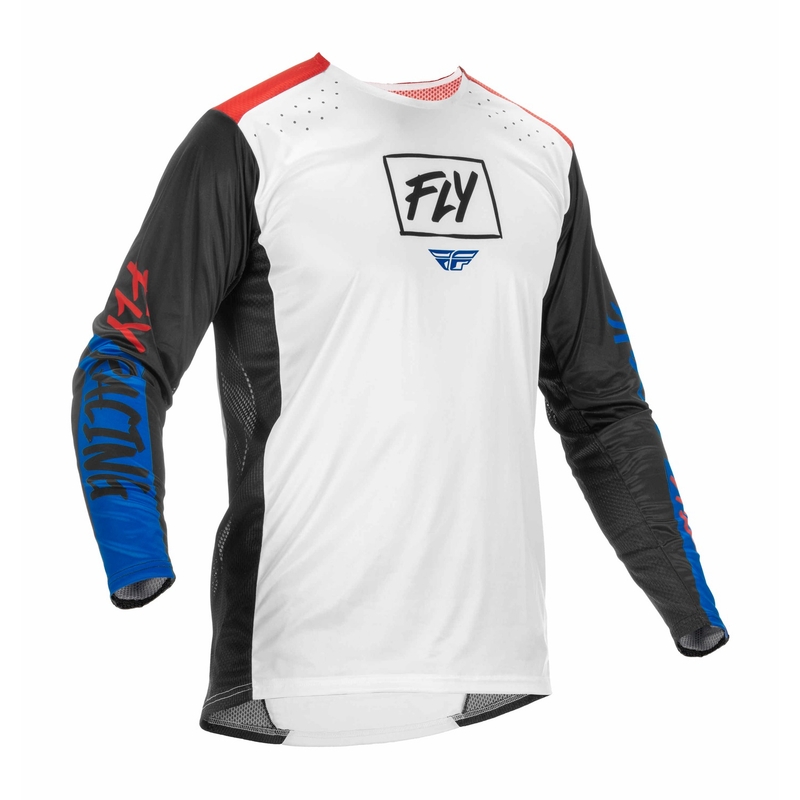 Tricou de motocros FLY Racing Lite 2022 alb-roșu-albastru