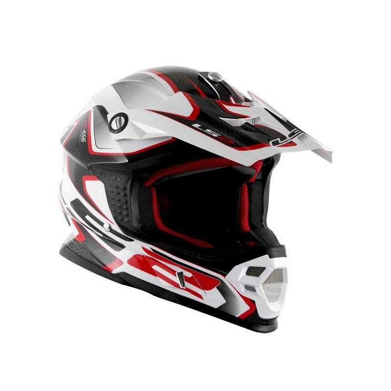 Casca de motocross LS2 MX456 Compass alb-roșu lichidare