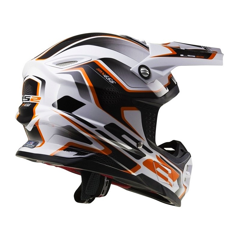Cască de motocros LS2 MX456 Compass alb-portocaliu