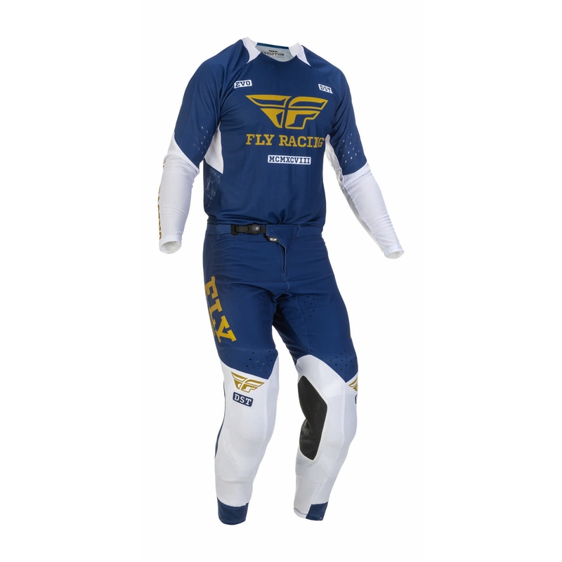 Pantaloni de motocros FLY Racing Evolution DST 2022 albastru-alb-alb-auriu