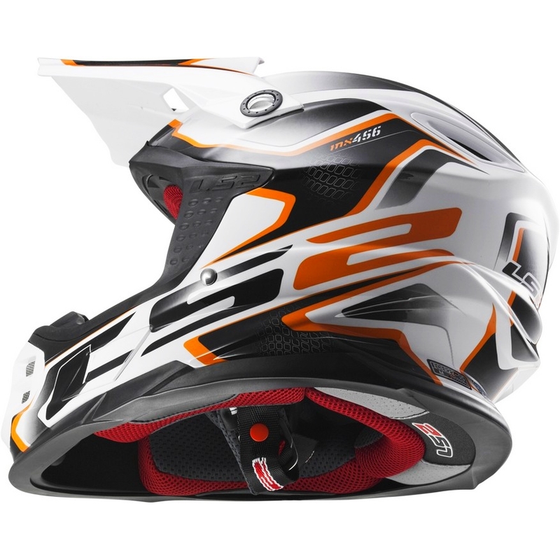 Cască de motocros LS2 MX456 Compass alb-portocaliu