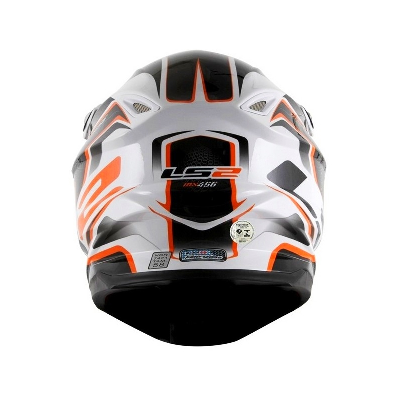 Cască de motocros LS2 MX456 Compass alb-portocaliu