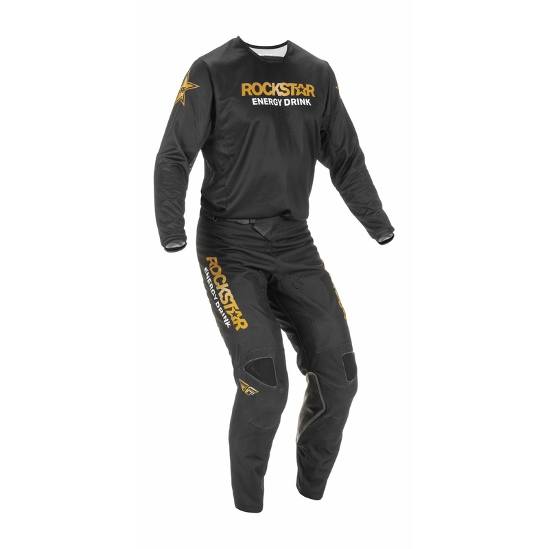 Pantaloni motocross FLY Racing Kinetic Rockstar 2022 aur-negru lichidare