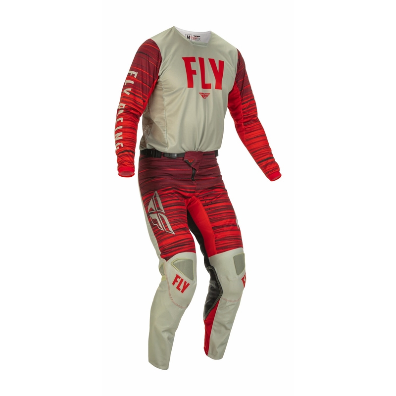 Pantaloni motocross FLY Racing Kinetic Wawe 2022 gri și roșu