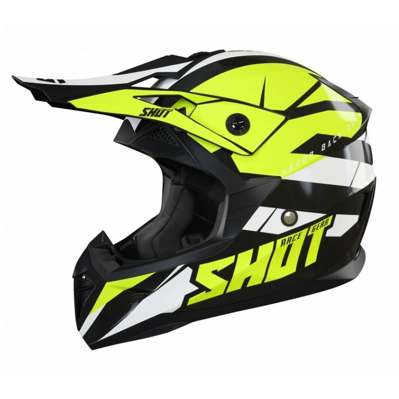 Motocross casca Shot Pulse Revenge negru-alb-alb-fluo galben lichidare