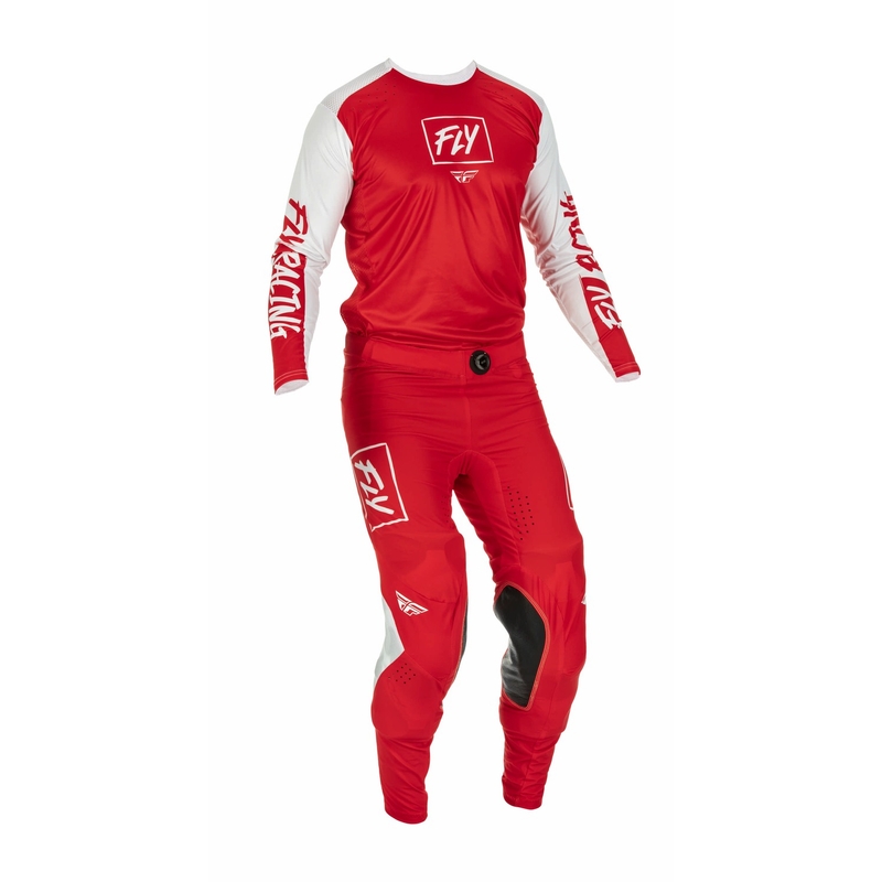 Pantaloni de motocros FLY Racing Lite 2022 alb-roșu