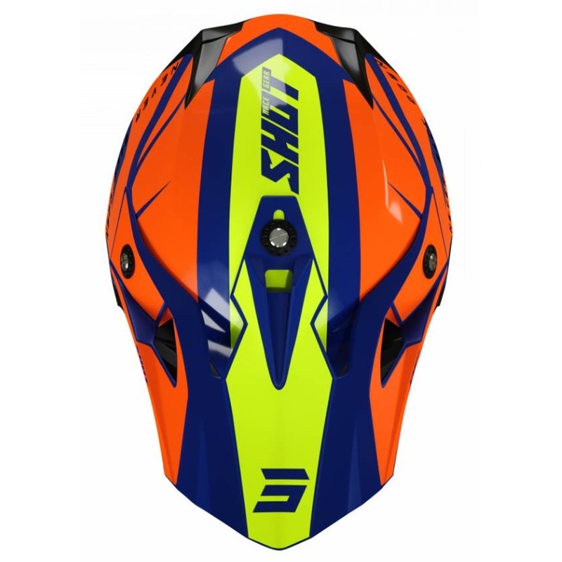 Cască de motocros Shot Pulse Revenge portocaliu-albastru-galben-fluo