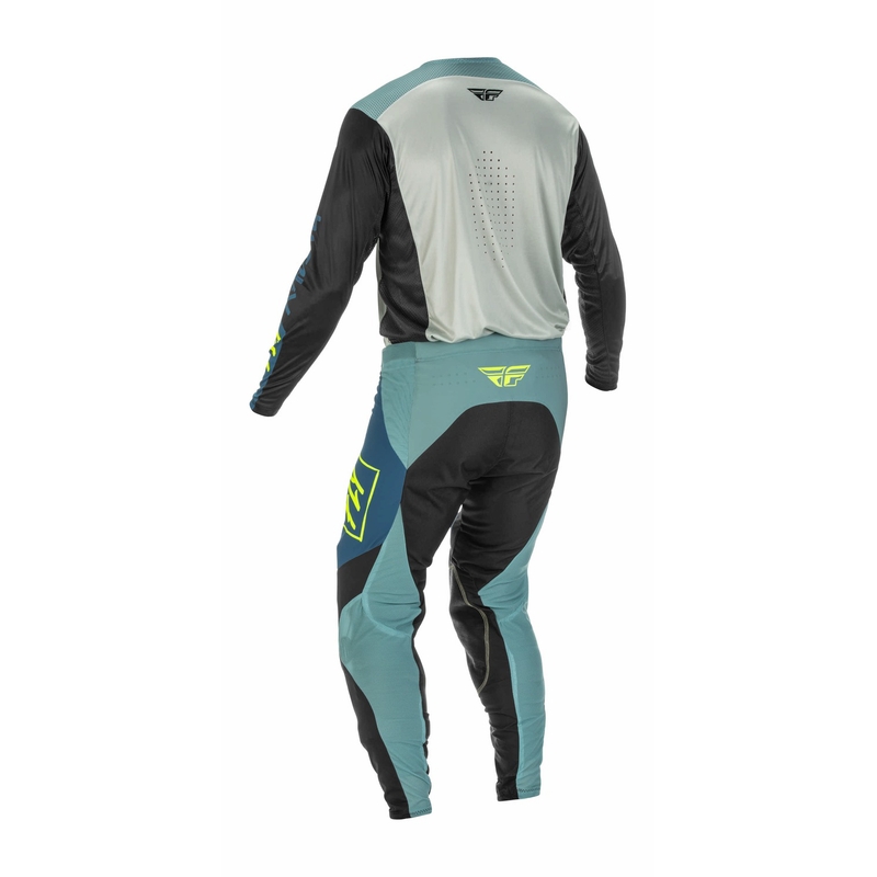 Pantaloni de motocros FLY Racing Lite 2022 gri-turquoise hi-vis