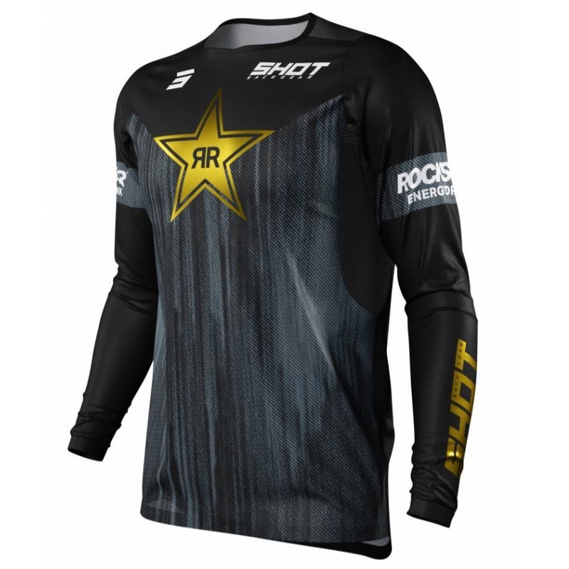 Motocross Jersey împușcat Contact Replica Rockstar 2022 Negru lichidare