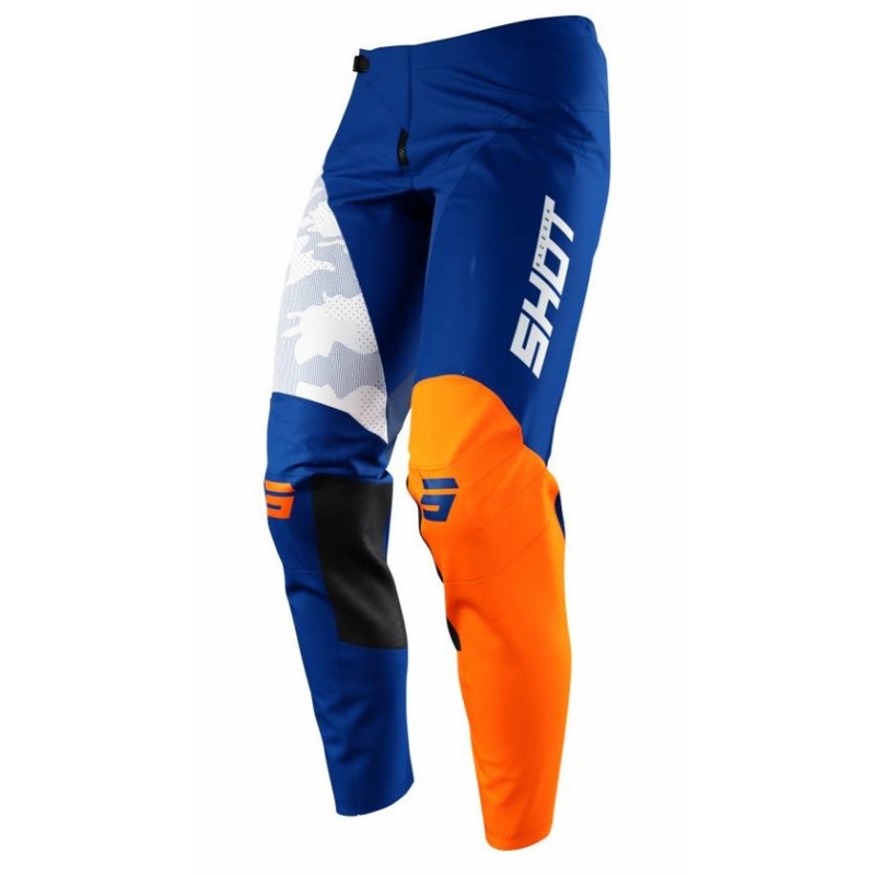 Pantaloni Motocross Shot Contact Camo Albastru-alb-alb-portocaliu výprodej lichidare