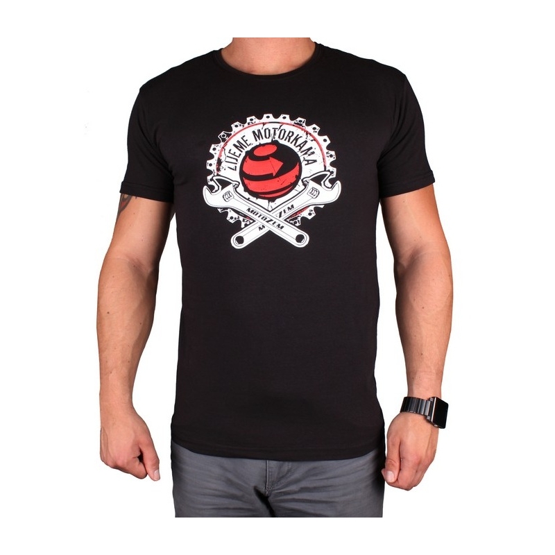 Tricou s motivem MotoZem Trăim pe motociclete negru lichidare