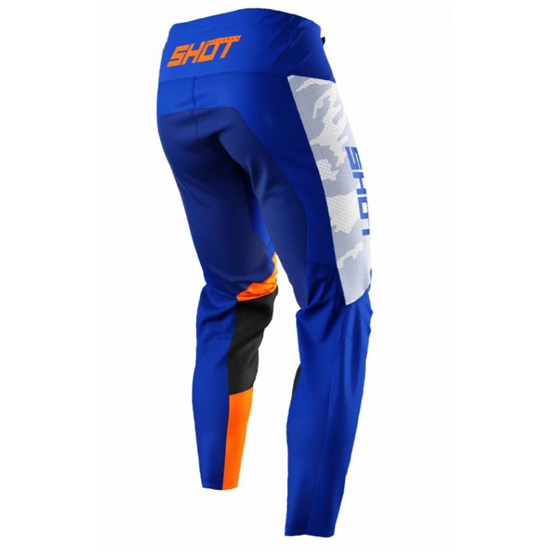 Pantaloni Motocross Shot Contact Camo Albastru-alb-alb-portocaliu výprodej lichidare
