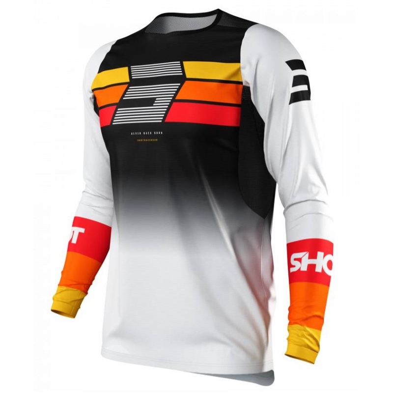 Motocross tricou Shot Contact Story negru-alb-alb-portocaliu výprodej lichidare