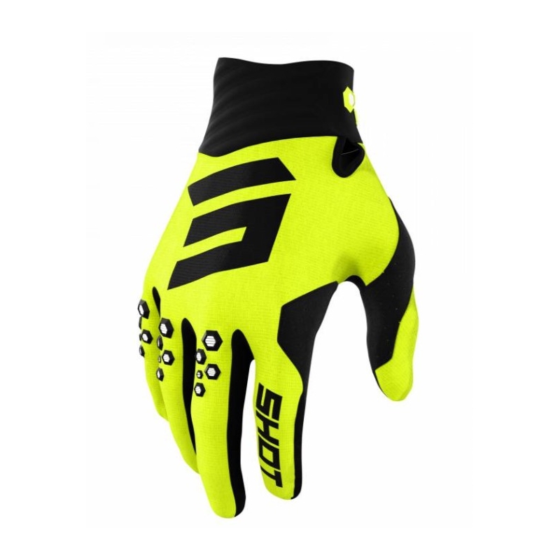 Mănuși de motocross Shot Contact negru-fluo galben lichidare