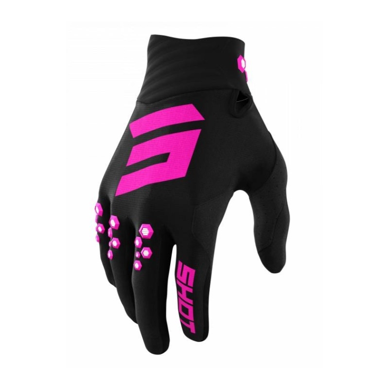 Mănuși de motocross Shot Contact negru și roz lichidare