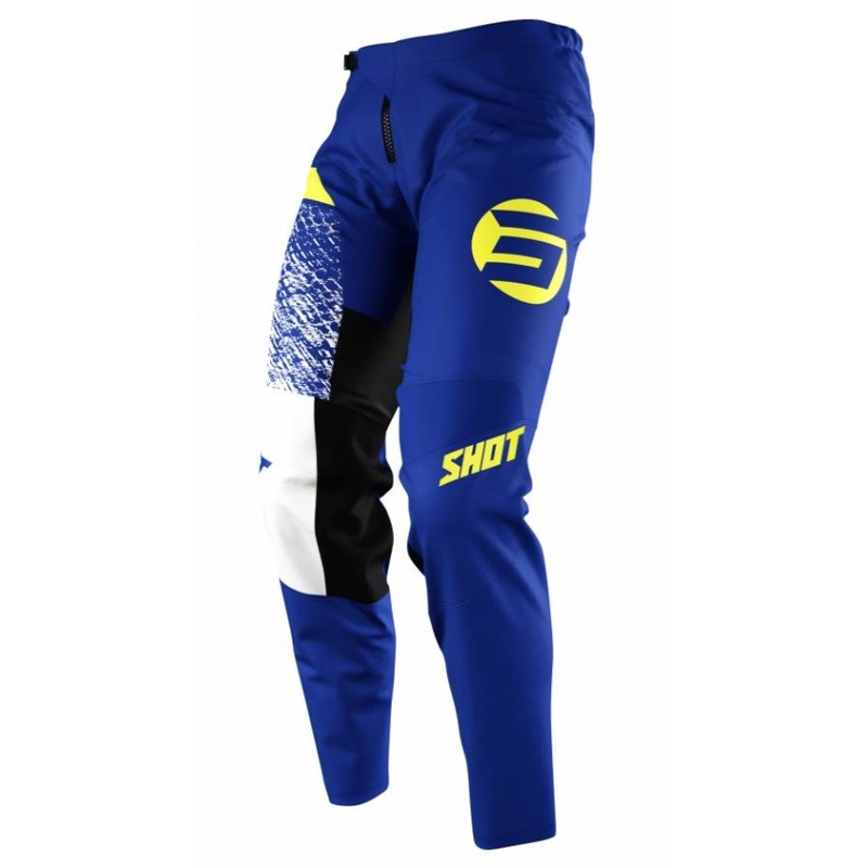 Pantaloni Motocross Shot Devo Roll albastru-alb-alb-galben výprodej lichidare