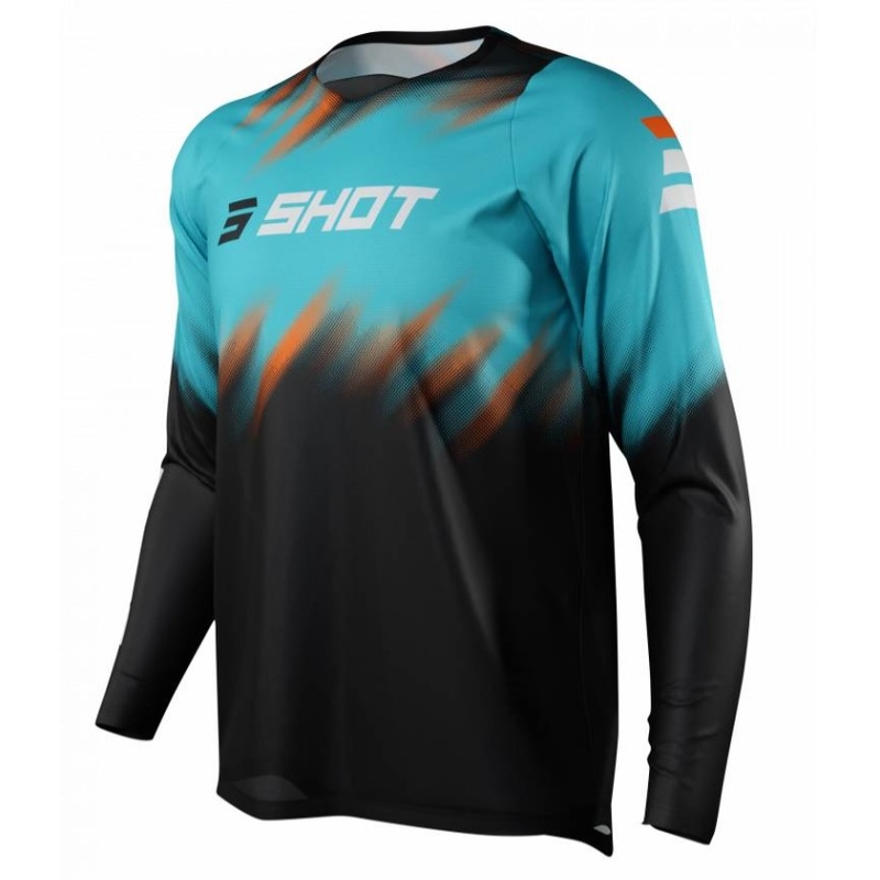 Tricou de motocros Shot Devo Versus negru-turcoaz výprodej lichidare