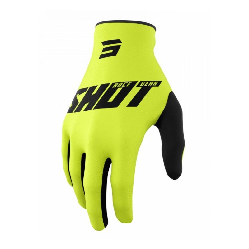 Mănuși de motocross Shot Raw Burst negru-fluo galben lichidare