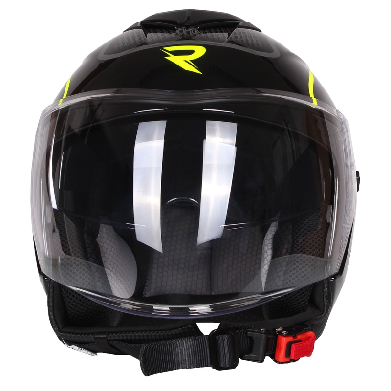 Cască moto open-face Street Racer Pilot negru și galben