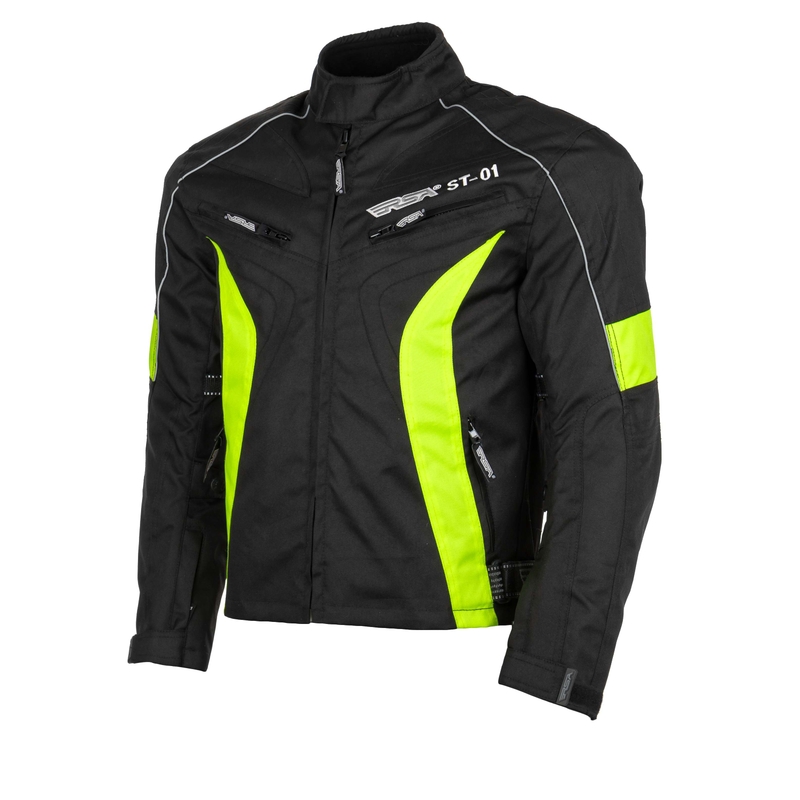 Jachetă pentru motociclete RSA ST-01 negru-galben-fluo - II. calitate