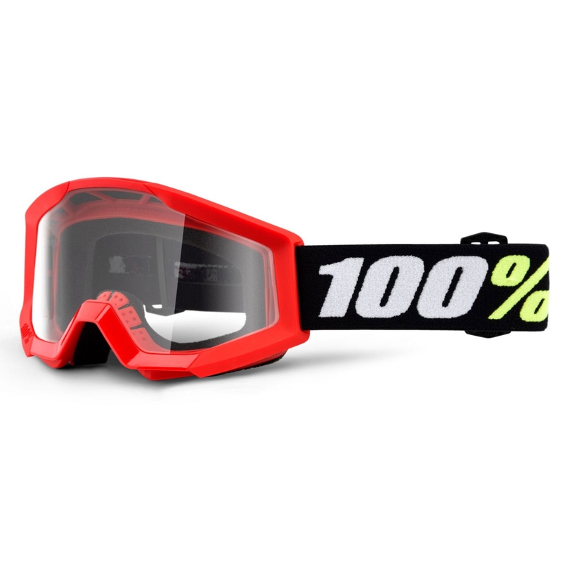 Ochelari de motocross pentru copii 100% Strata Mini Gron roșu (plexi transparent)