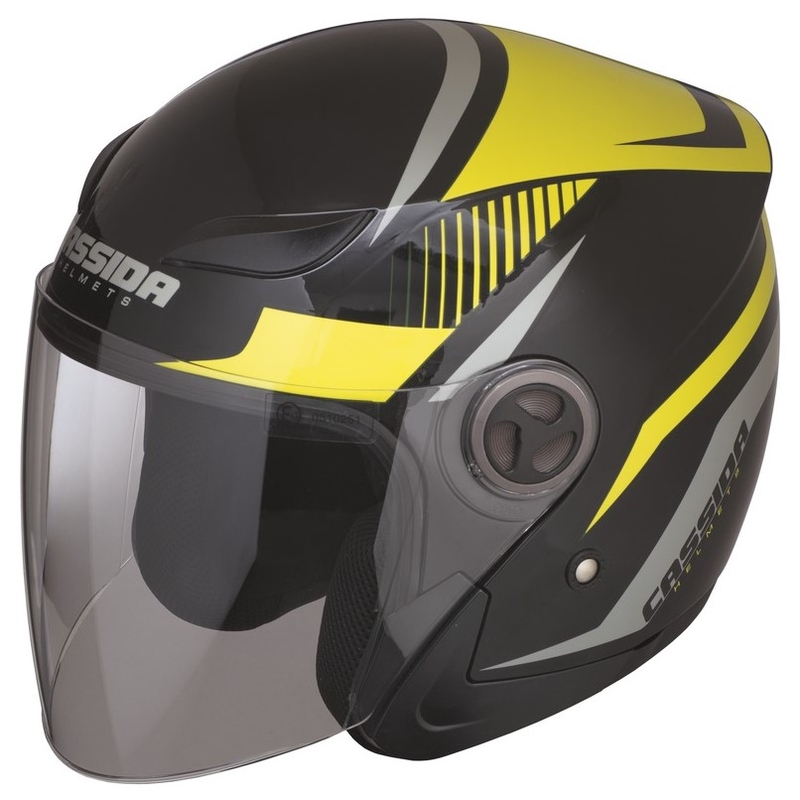 Cască de motociclist Cassida Reflex open negru-argintiu-galben-fluo