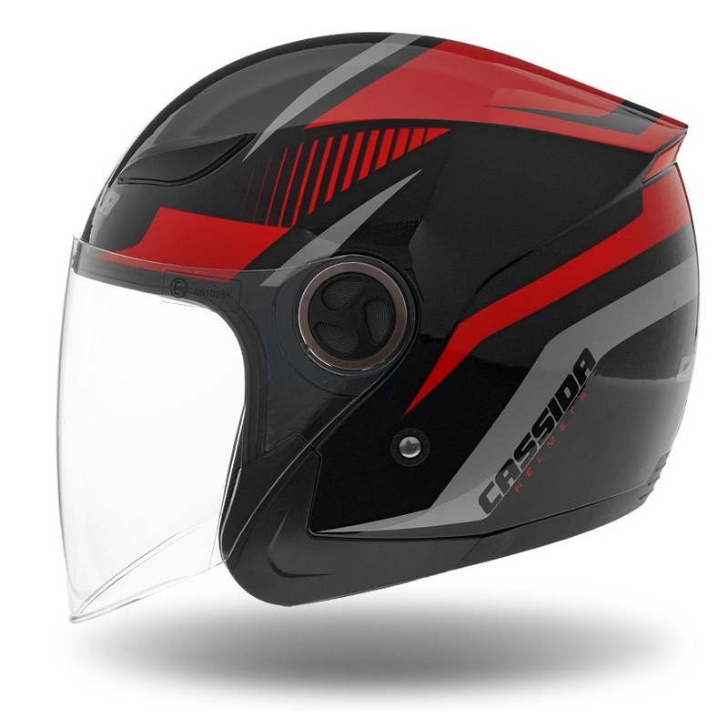 Cască de motociclist Cassida Reflex open negru-roșu-gri