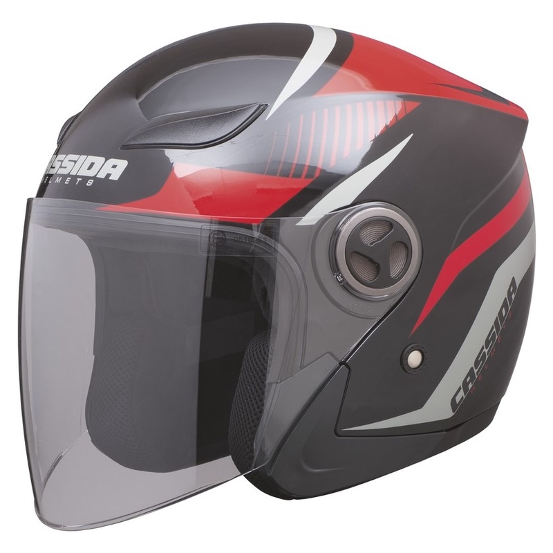 Cască de motociclist Cassida Reflex open negru-roșu-gri