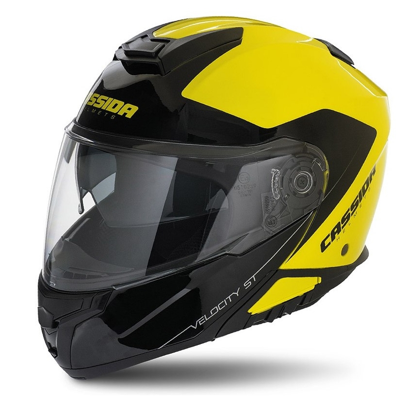 Cască de protecție Cassida Velocity ST 2.1 negru-galben-fluorescent cu vârful galben