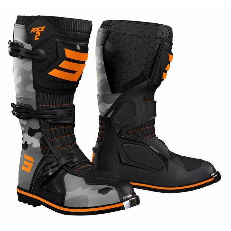 Cizme de motocicletă pentru copii Shot Race 2 camo-fluo orange lichidare