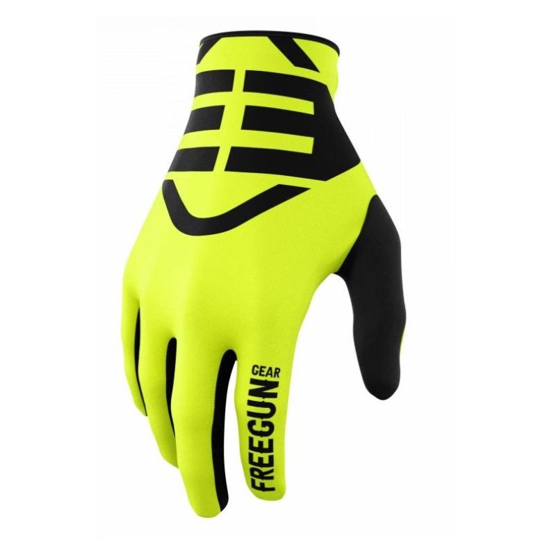 Mănuși de motocross Shot Devo Skin negru-galben-fluo