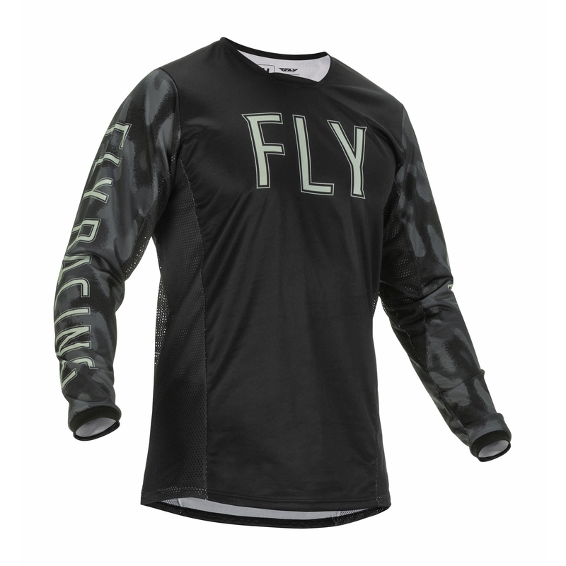 Tricou de motocros FLY Racing Kinetic S.E. 2022 negru-gri camuflaj camuflat