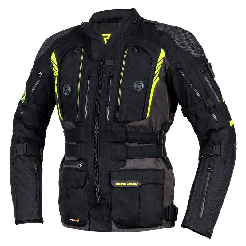 Rebelhorn Patrol jachetă de motocicletă negru-gri-gri-fluo-galbenă