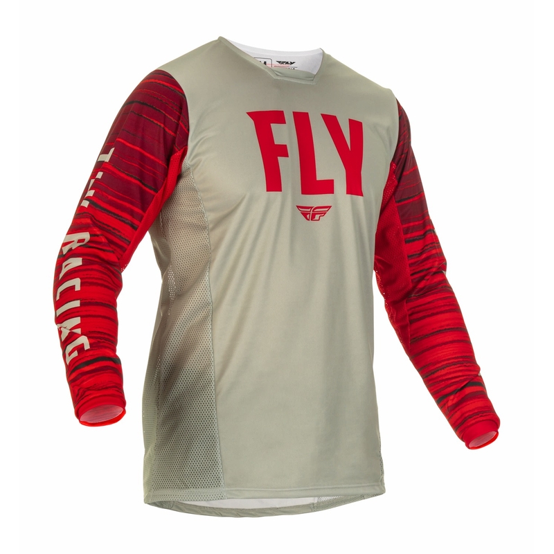 Tricou de motocros FLY Racing Kinetic Wawe 2022 gri-roșu
